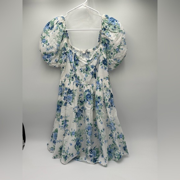 Altar'd State Blue Floral Puff Sleeve Cotton Mini Dress NWT Size M Altar'd State Blue Floral Puff Sleeve Cotton Mini Dress NWT Size M